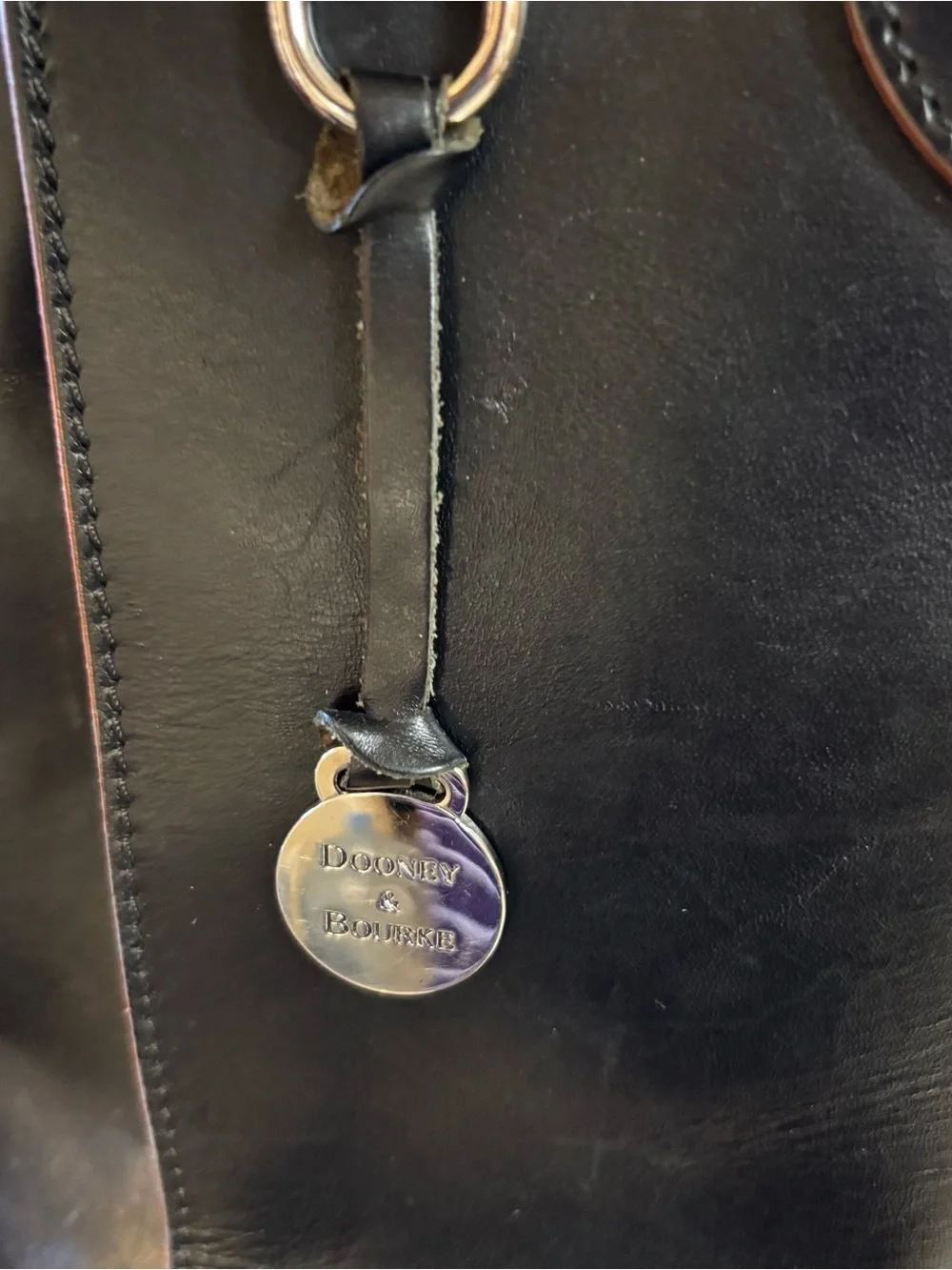 Dooney & Bourke Black Leather Draw-Tie Tote